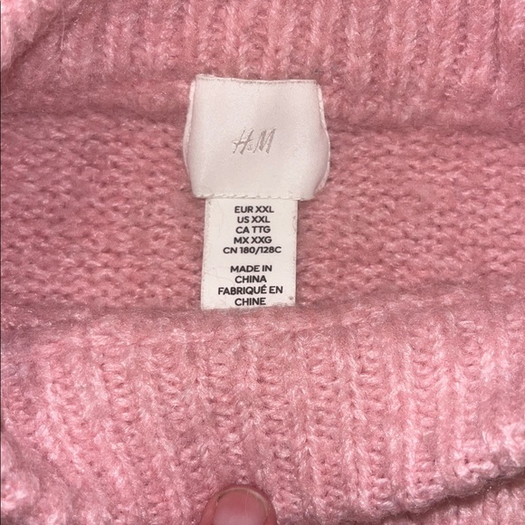H&M Soft Pink Oversized Cropped KnitTurtleneck Sweater Womens Size XXL - Picture 2 of 5
